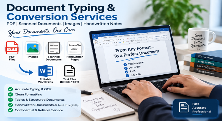 I will type or convert your PDF, images, or handwritten documents